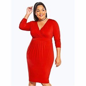 TORRID Red Long Sleeve V-Neck Empire Waist Dress